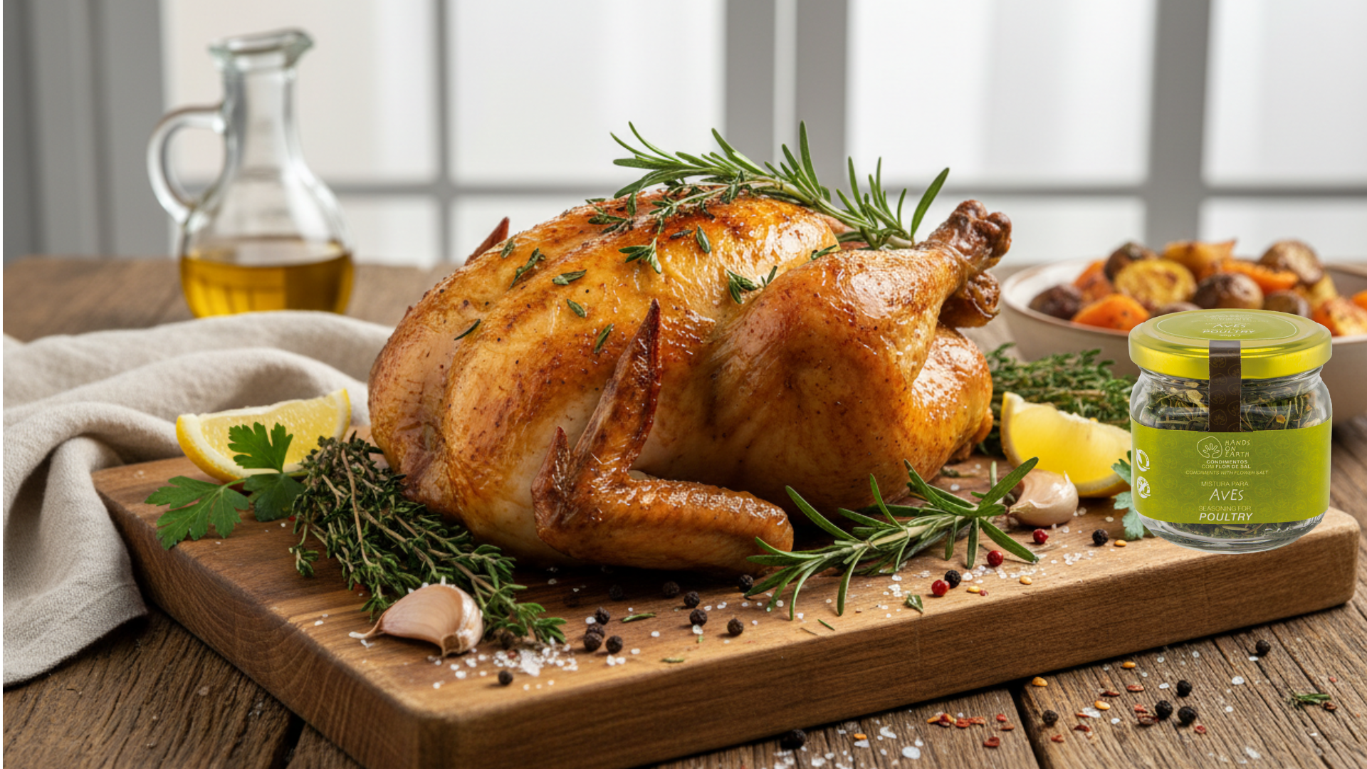 Frango Assado com Ervas Aromáticas e Limão