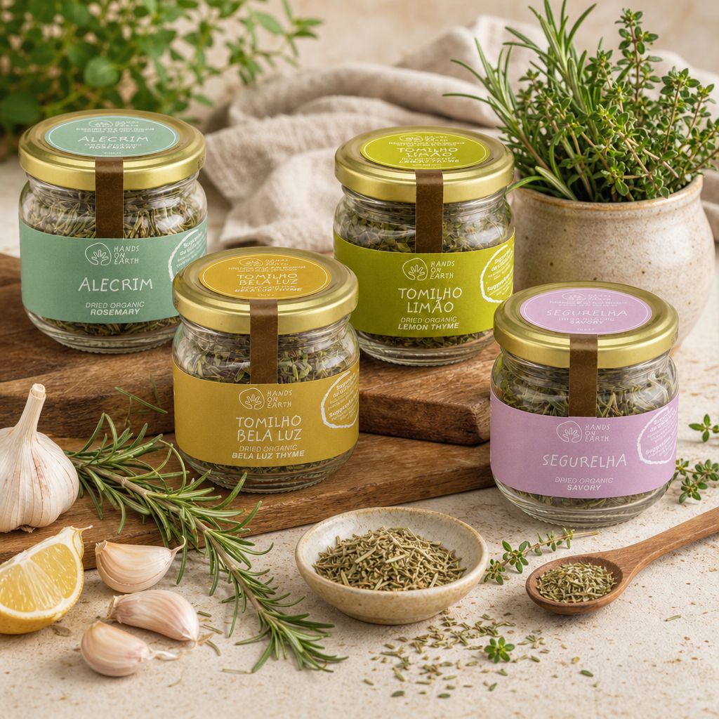 Coleção de ervas aromáticas biológicas Hands on Earth