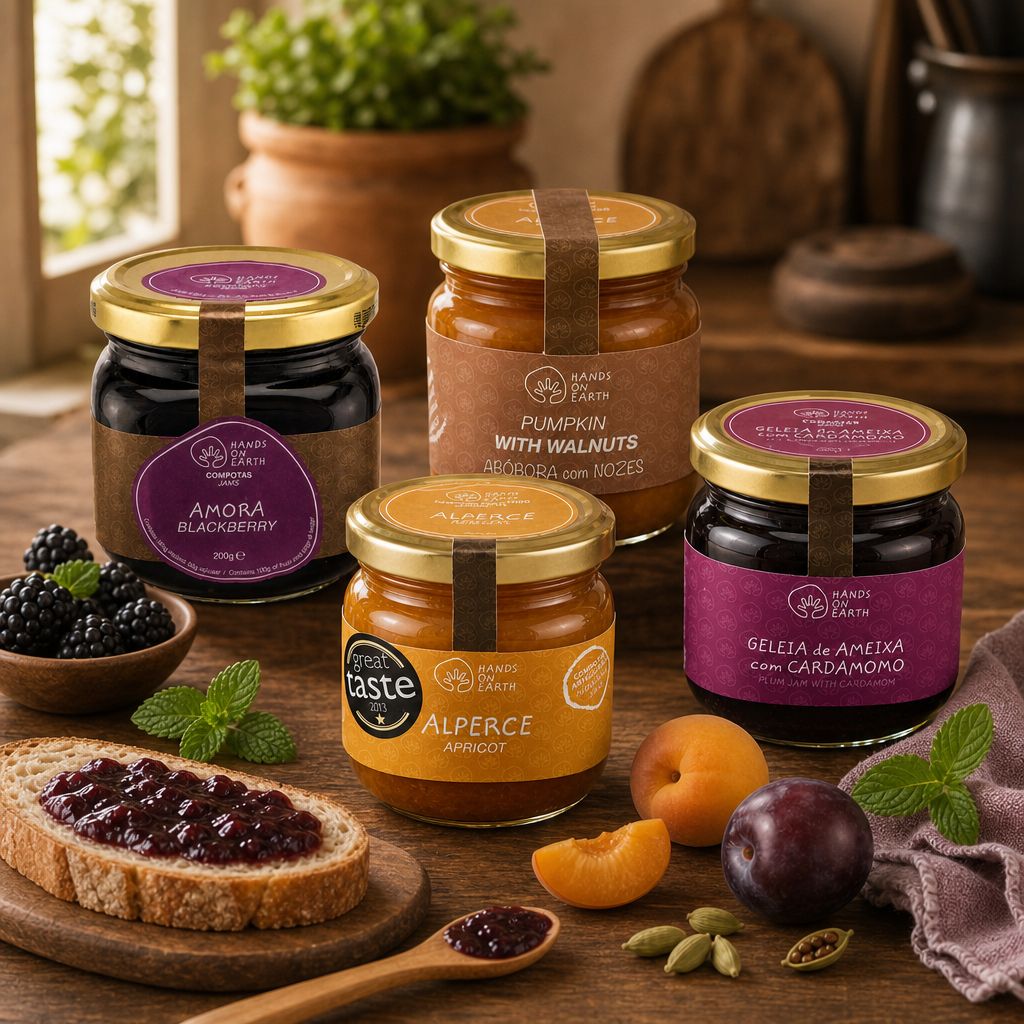 Compotas artesanais Hands on Earth com sabores portugueses