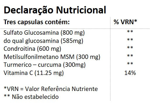 Suplemento Alimentar de Glucosamina 800mg e Condroitina 500mg  - 120 cápsulas