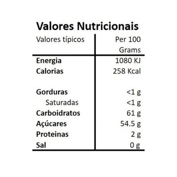 Tabela nutricional da Compota Artesanal de Cereja Hands on Earth