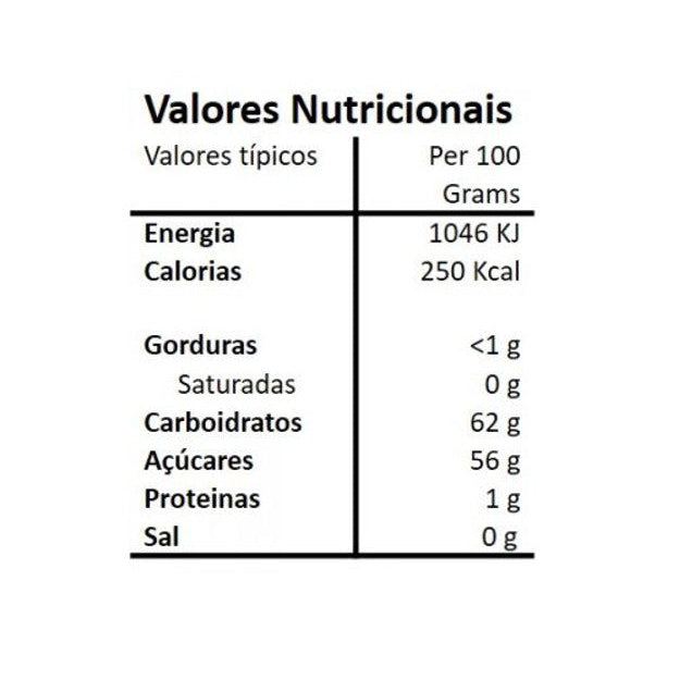 Tabela nutricional e lista de ingredientes da Compota Artesanal de Morango Hands on Earth