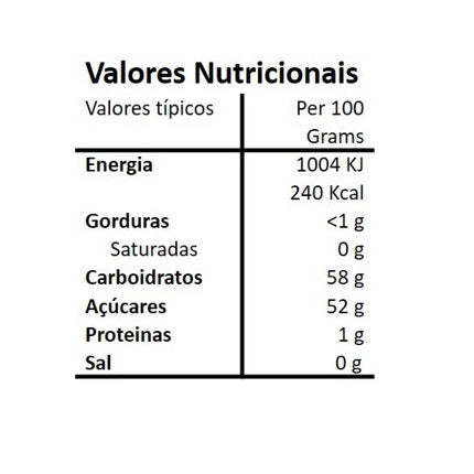 Tabela nutricional e lista de ingredientes da Compota Artesanal de Tangerina Hands on Earth