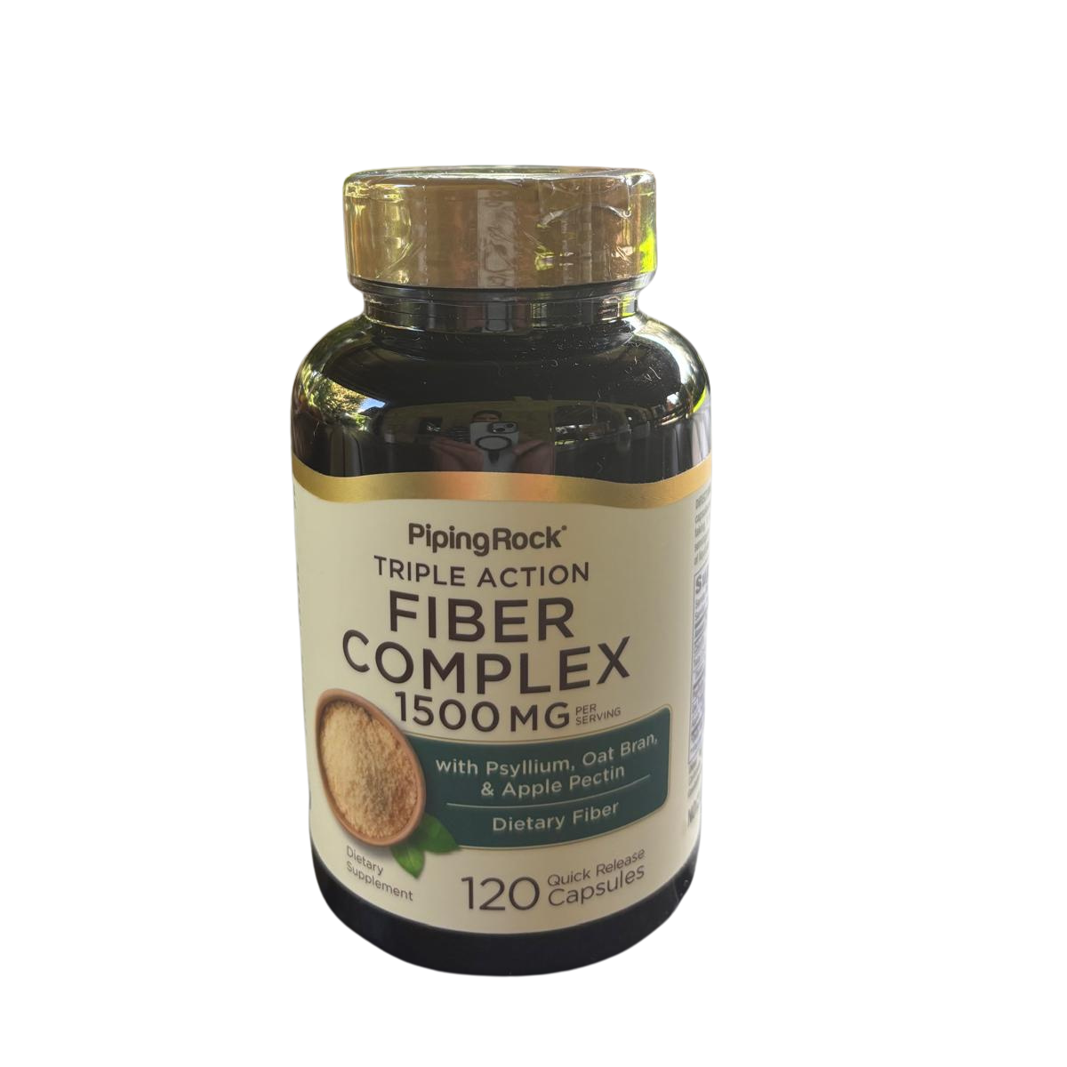 Front of the Hands on Earth Fiber Complex 1500mg supplement bottle, 120 capsules for digestive balance and healthy cholesterol maintenance