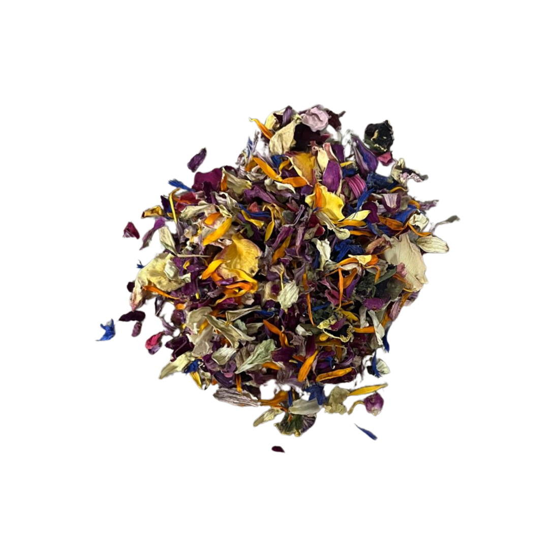 Pétalas de flores comestíveis biológicas secas com cores naturais para decorar receitas