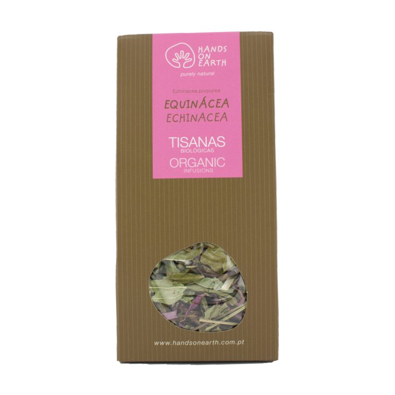 Tisana de Equinácea Biológica Hands on Earth em caixa, infusão sem cafeína de Echinacea purpurea