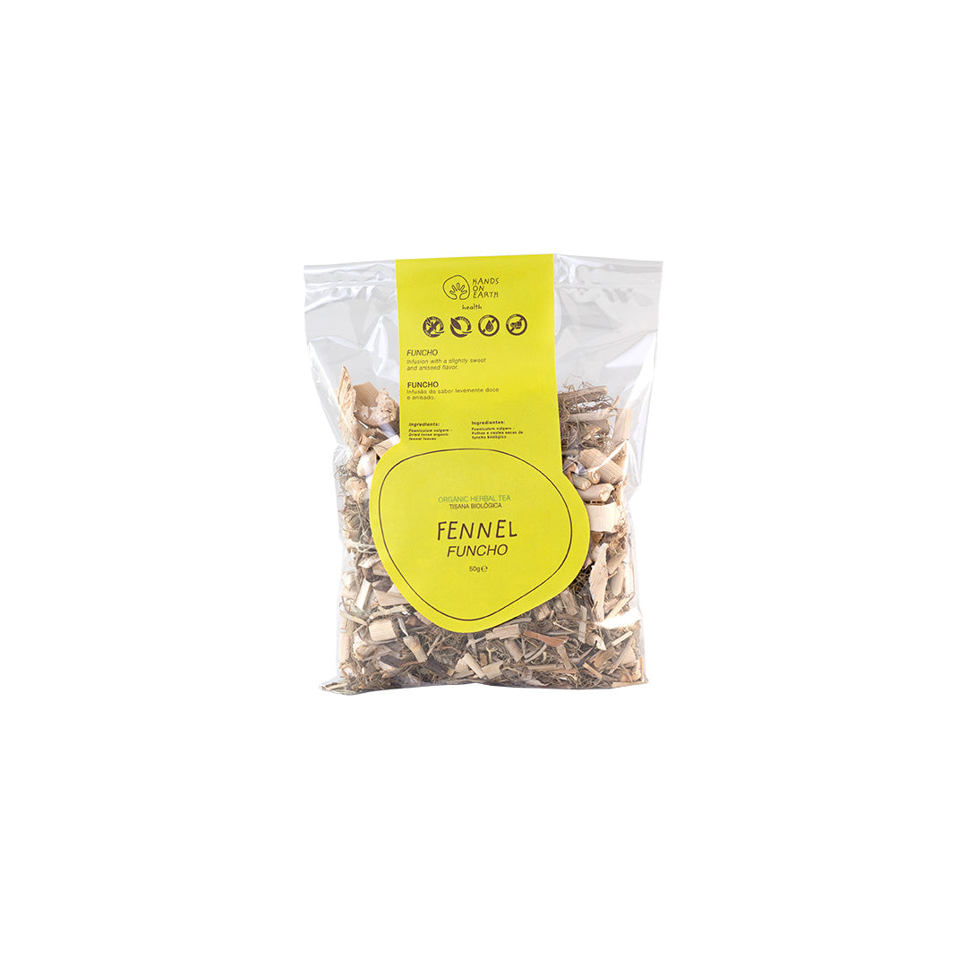 Tisana de Funcho Biológica Hands on Earth em saco, infusão sem cafeína de aroma suave e notas naturais de anis