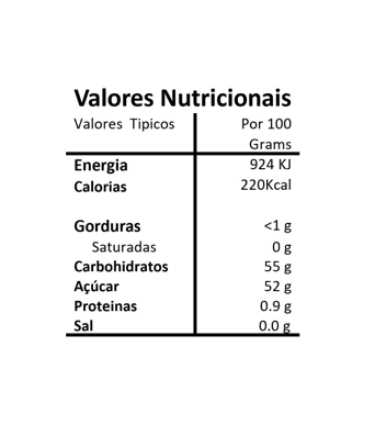 Valores nutricionais a compota de tomate da Hands on Earth
