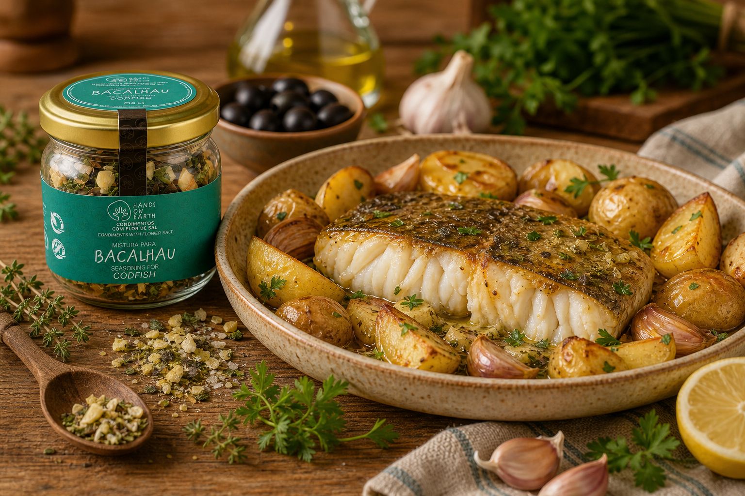Bacalhau Assado no Forno com Mistura de Ervas