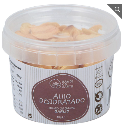 Alho Desidratado Hands on Earth em embalagem