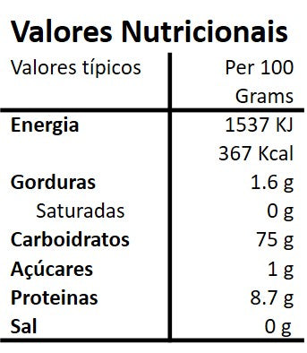 Tabela nutricional e lista de ingredientes do Arroz Biológico com Cenoura Hands on Earth