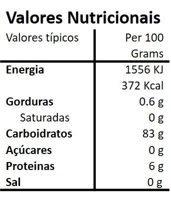 Tabela nutricional do Arroz Biológico com Cogumelos Hands on Earth