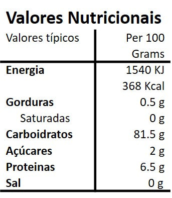 Tabela nutricional do Arroz Biológico com Legumes Hands on Earth
