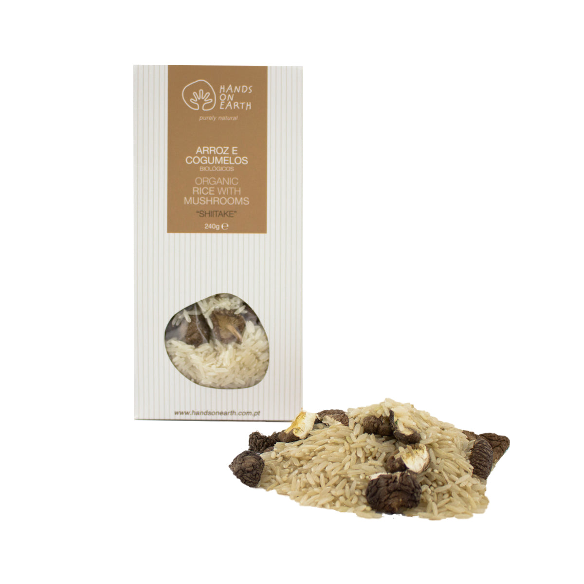 Caixa de Arroz com Cogumelos Shiitake Orgânicos 250g – mistura biológica e natural sem glúten