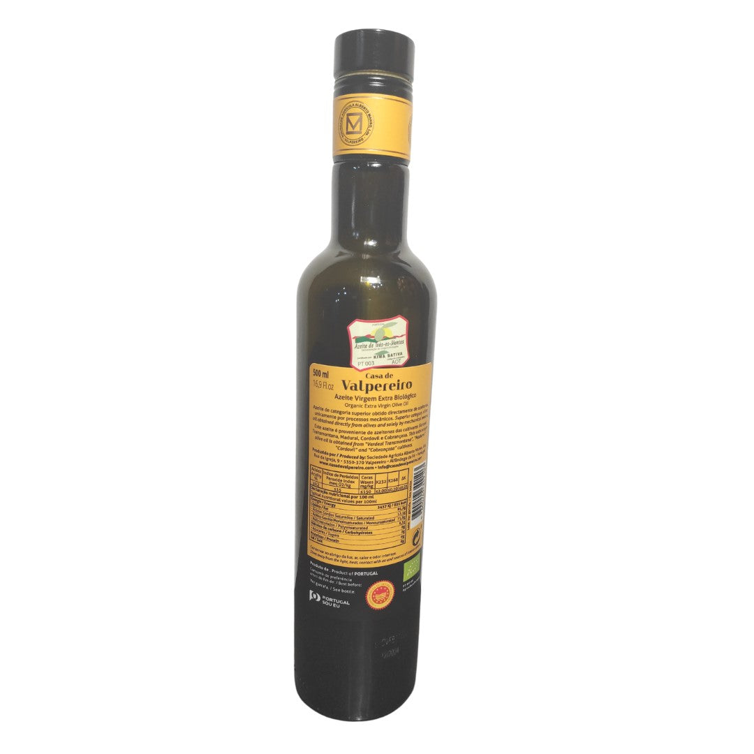 Tabela nutricional e lista de ingredientes do Azeite Extra Virgem Biológico Casa de Valpereiro Field Blend 500 ml