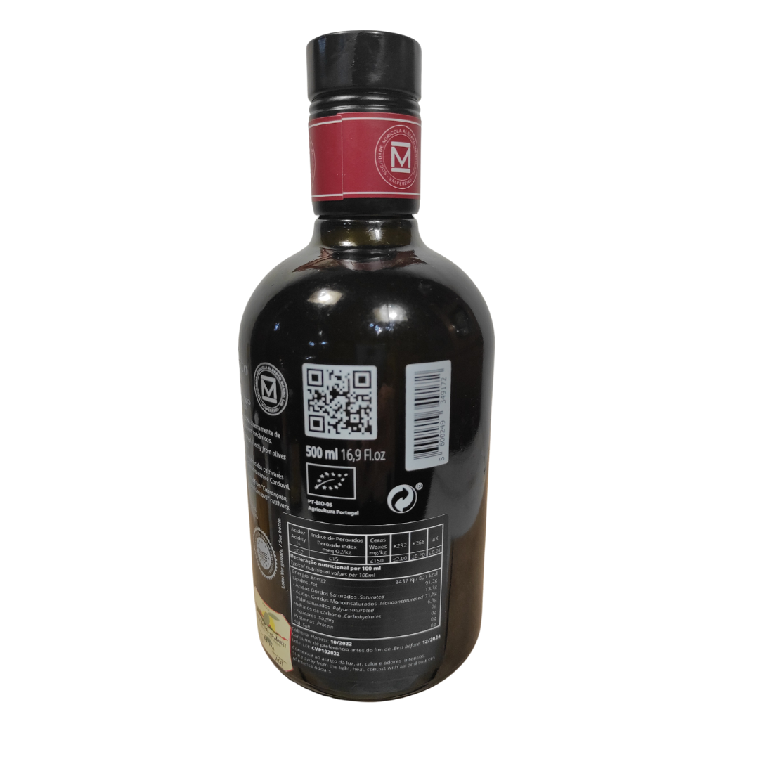 Tabela nutricional e lista de ingredientes do Azeite Extra Virgem Biológico Casa de Valpereiro Premium 500 ml