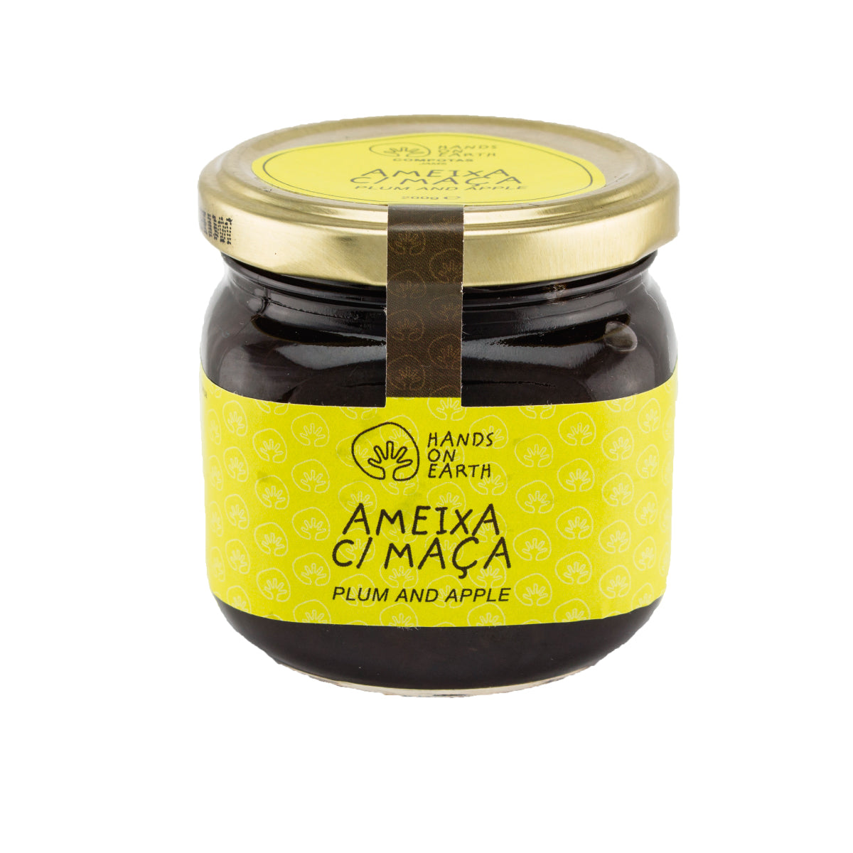 Compota artesanal de ameixa com maçã 200g Hands on Earth – natural, sem conservantes, feita com frutas frescas.