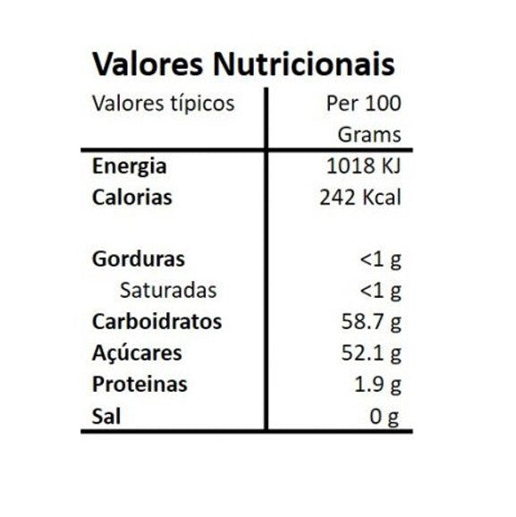 Tabela nutricional da Compota Artesanal de Abacaxi com Pimenta Hands on Earth 
