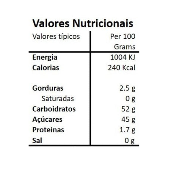 Tabela nutricional da Compota Artesanal de Abóbora com Nozes Hands on Earth