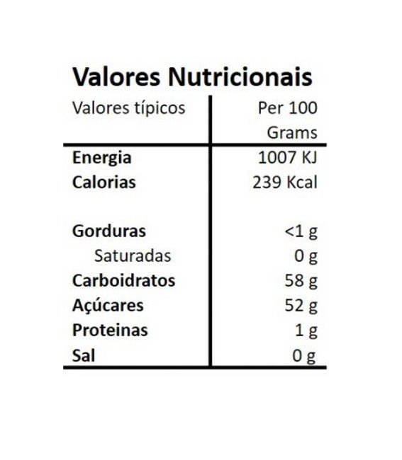 Tabela nutricional da Compota Artesanal de Ameixa com Maçã Hands on Earth
