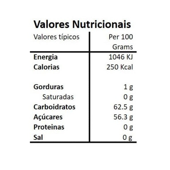 Tabela nutricional da Compota Artesanal de Amora Hands on Earth