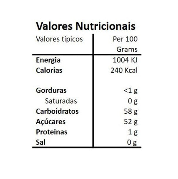 Tabela nutricional e lista de ingredientes da Compota Artesanal de Clementina Hands on Earth
