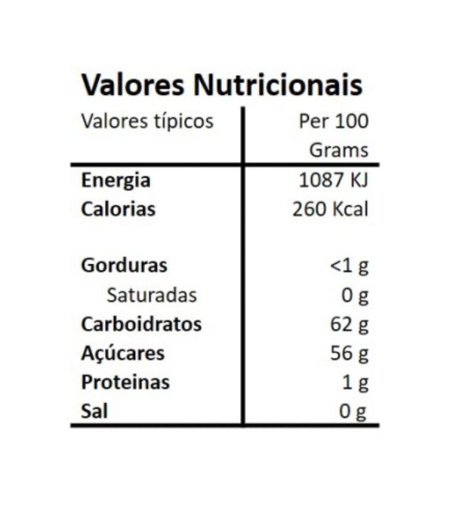 Tabela nutricional e lista de ingredientes da Compota Artesanal de Figo Hands on Earth