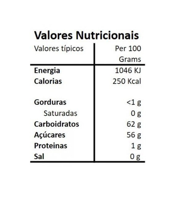 Tabela nutricional e lista de ingredientes da Compota Artesanal de Framboesa Hands on Earth