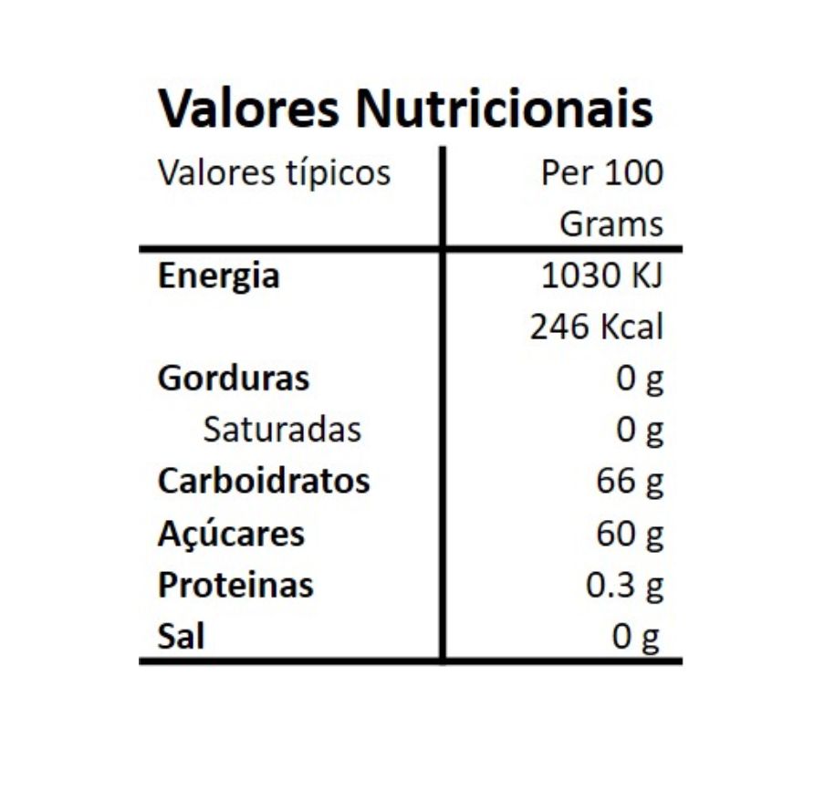 Tabela nutricional e lista de ingredientes da Compota Artesanal de Laranja Amarga Hands on Earth
