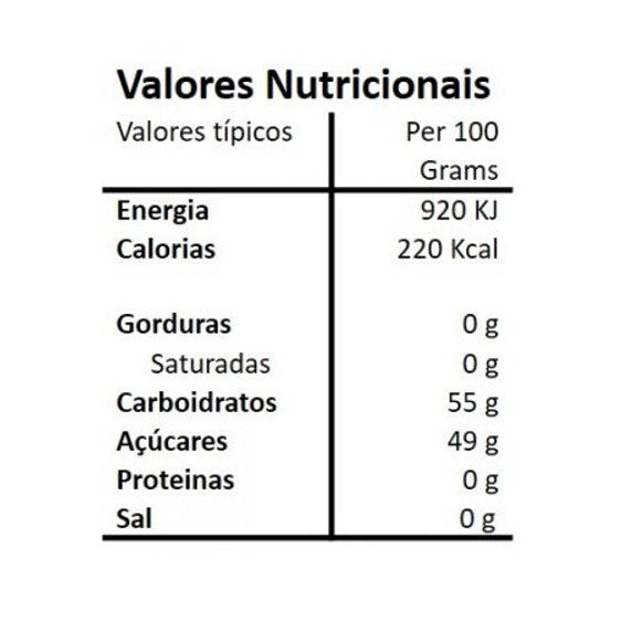 Tabela nutricional e lista de ingredientes da Compota Artesanal de laranja e lima Hands on Earth 