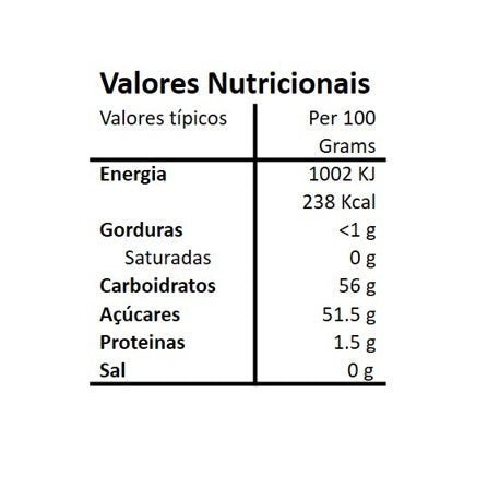 Tabela nutricional e lista de ingredientes da Compota Artesanal de Tangerina e kiwi Hands on Earth
