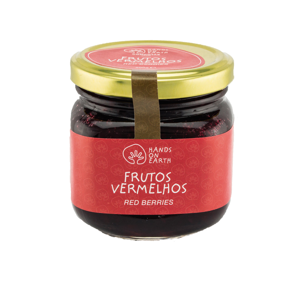 Compota artesanal de frutos vermelhos 200g Hands on Earth – natural, sem conservantes, feita com frutas frescas.