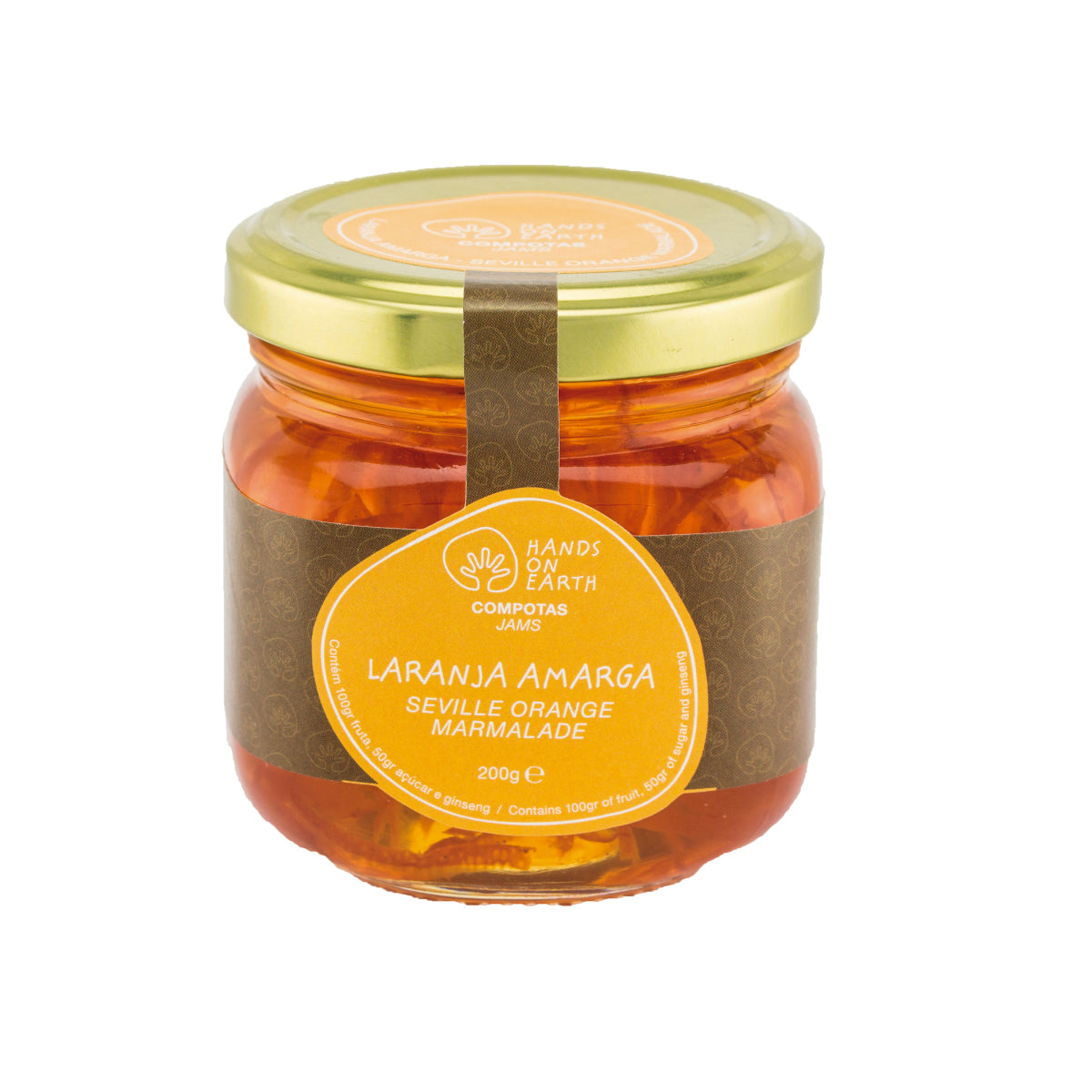 Compota artesanal de laranja amarga 200g Hands on Earth – natural, sem conservantes, feita com frutas frescas e gengibre