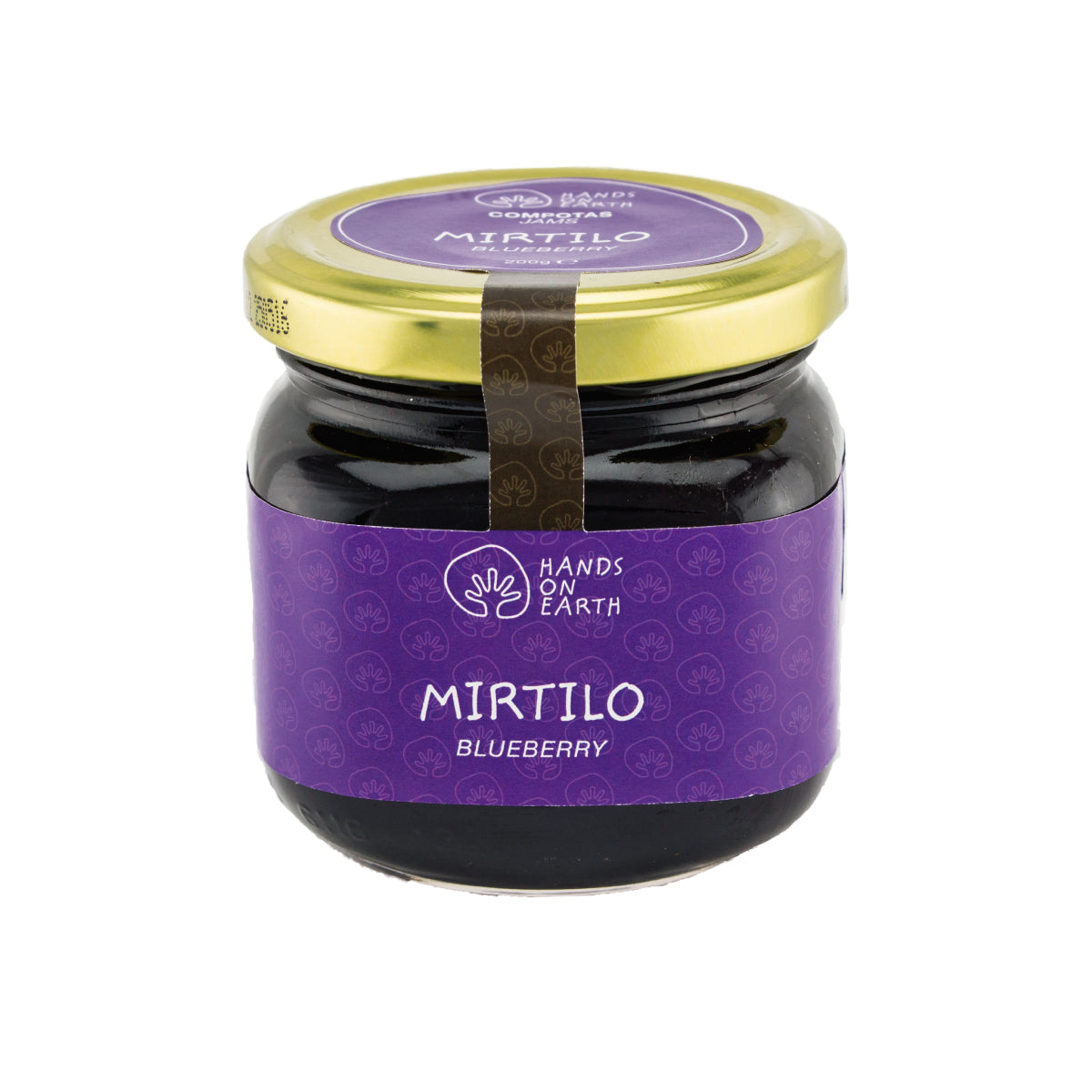 Compota artesanal de mirtilo 200g Hands on Earth – natural, sem conservantes, feita com frutas frescas.