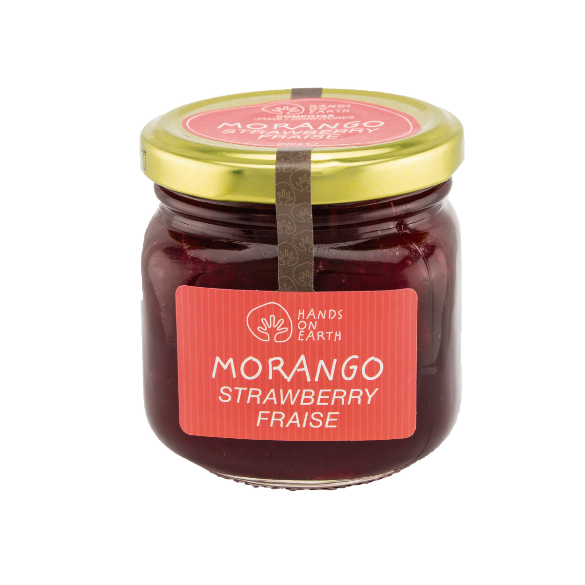 Compota artesanal de morango 200g Hands on Earth – natural, sem conservantes, feita com frutas frescas.