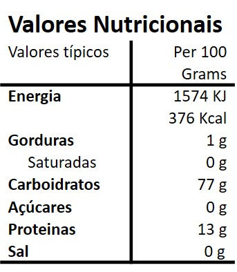 Tabela nutricional e lista de ingredientes do Cuscuz com Flores Comestíveis Biológicas Hands on Earth