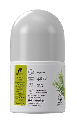 Desodorizante natural com óleo de árvore-do-chá, Aloe vera e hortelã-pimenta