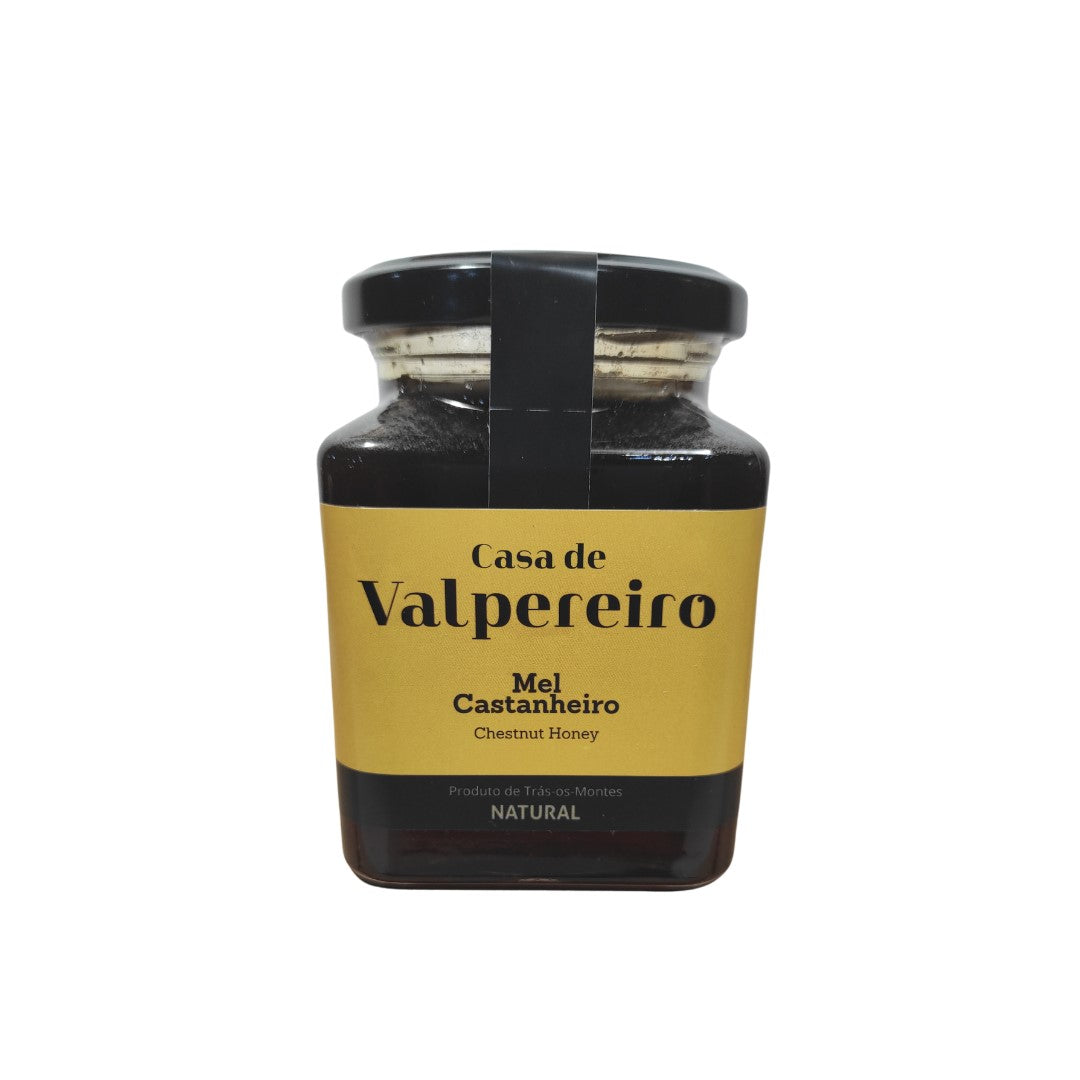 Frasco de Mel de Castanheiro 370g 'Casa de Valpereiro' – natural de Trás-os-Montes, Portugal, cristaliza naturalmente, ideal para adoçar receitas