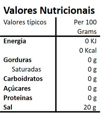 Tabela nutricional da Mistura Biológica para Cabrito com Flor de Sal Hands on Earth