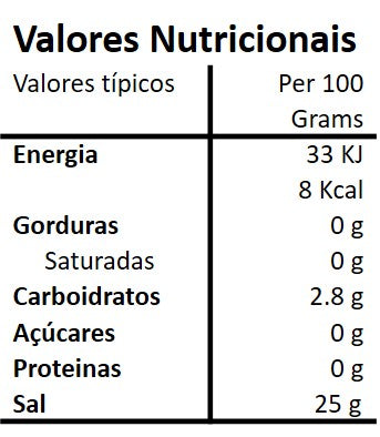 Tabela nutricional da Mistura Biológica para Peixe com Flor de Sal Hands on Earth