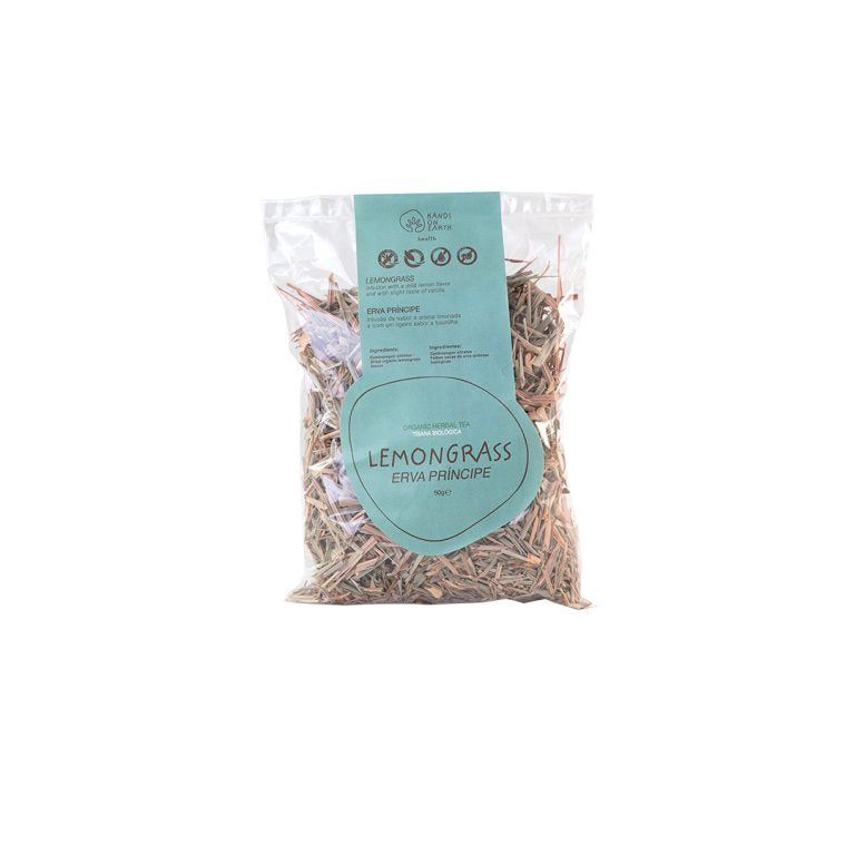 Organic Lemongrass Herbal Tea, 36 Caffeine-Free Cups, 50g Bag, refreshing lemonade flavor with subtle vanilla notes