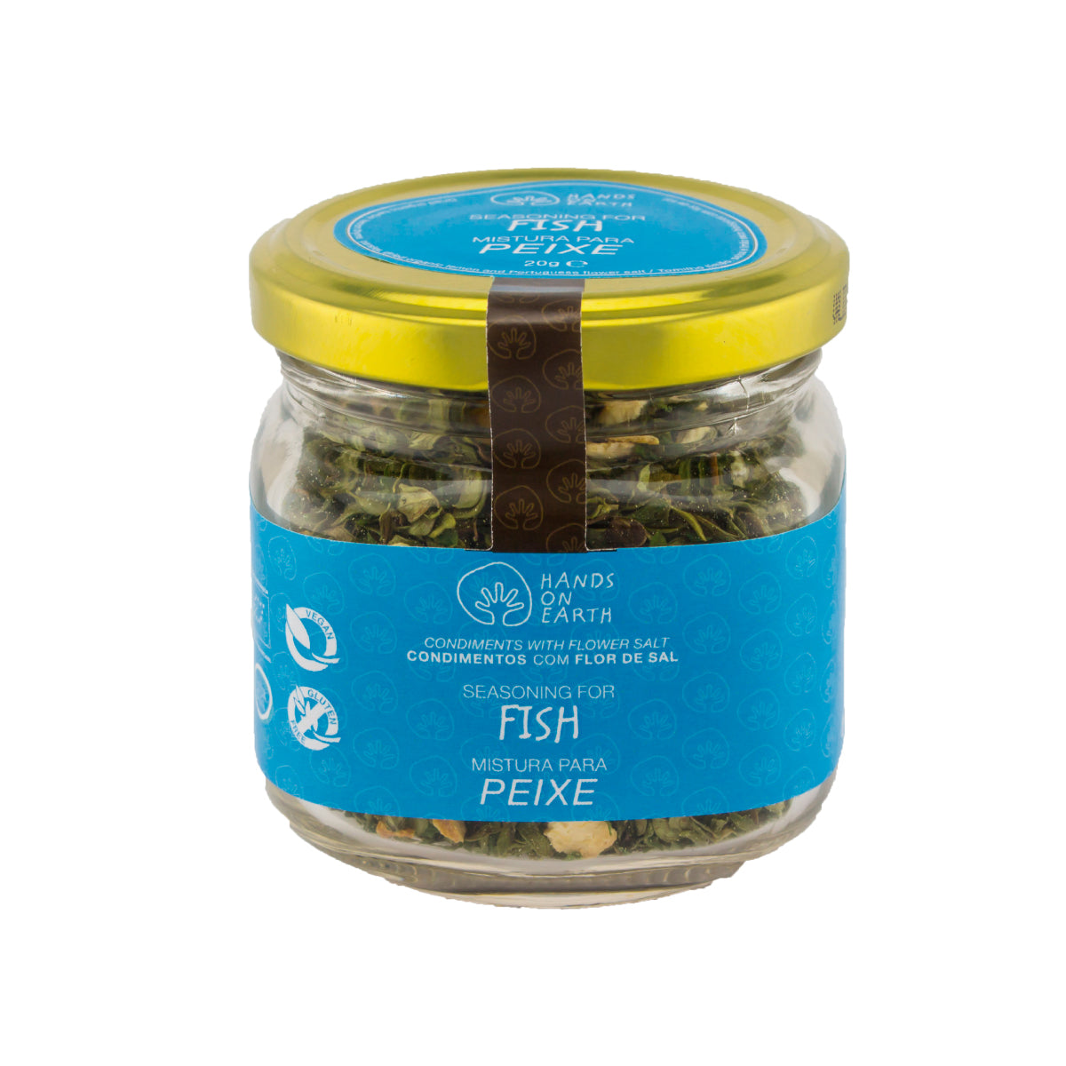 organic gourmet Seasonings with fleur de sel for fish from hands on earth