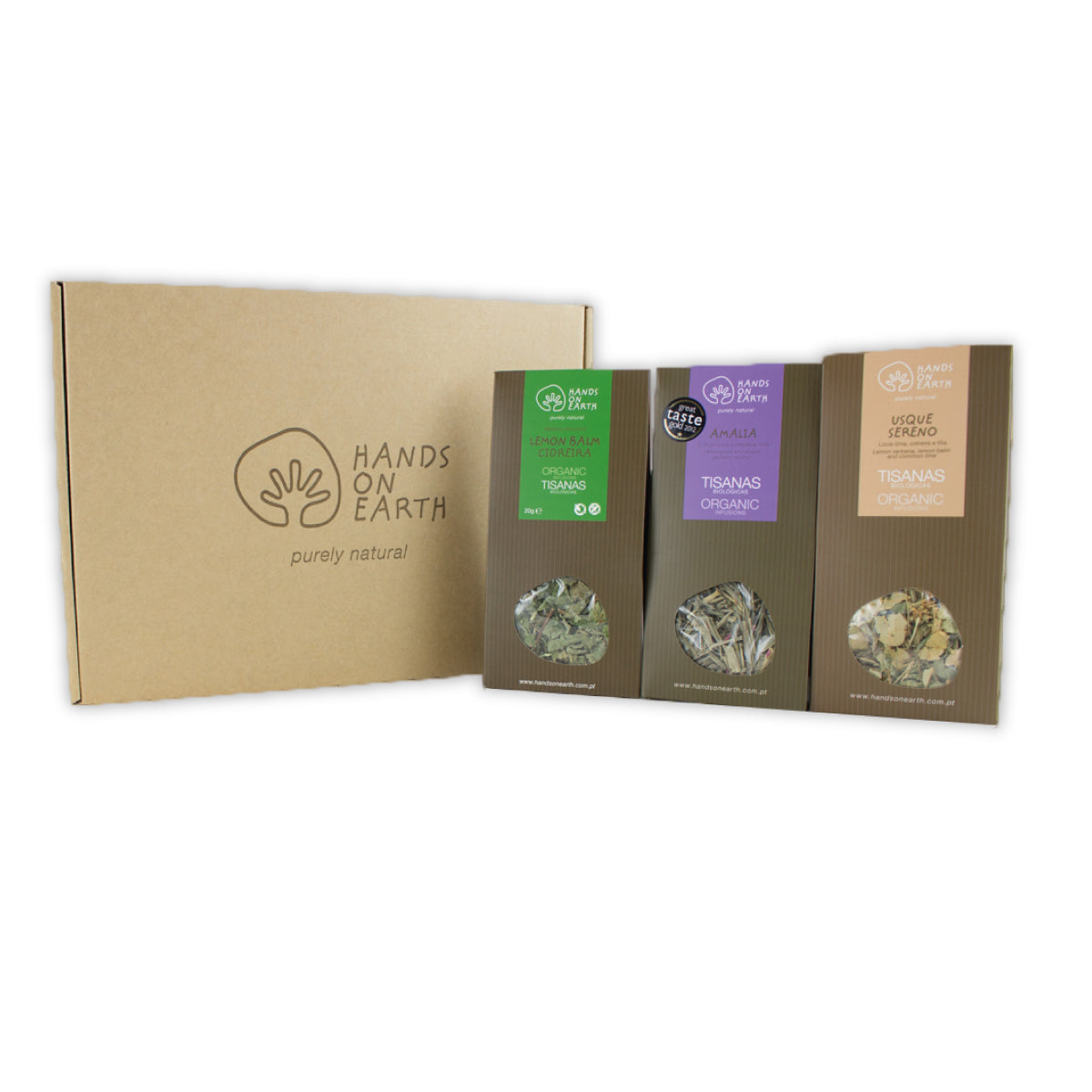 Pack Presente Tisanas Biológicas Tradicionais Hands on Earth em caixa de cartão