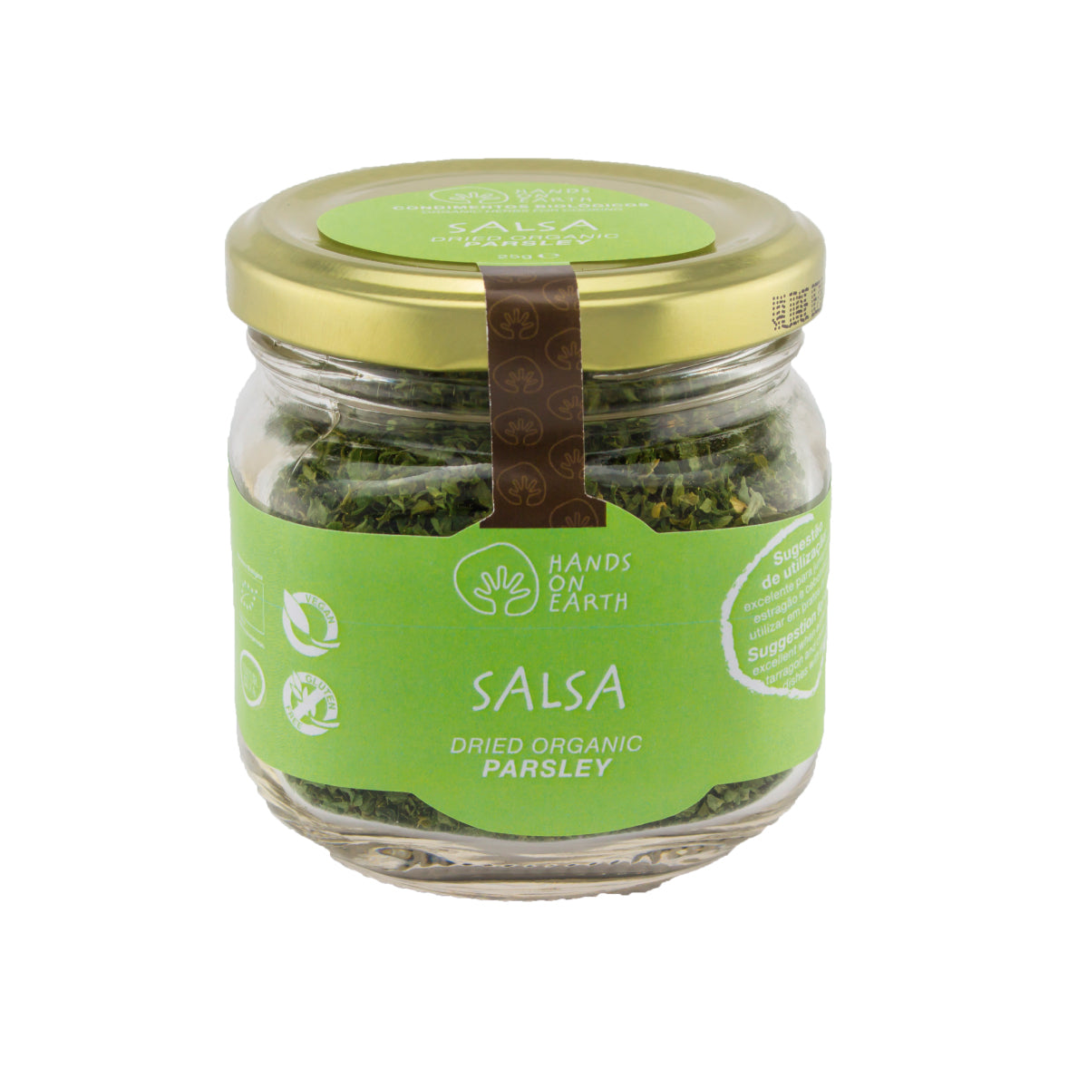Frasco de Salsa Orgânica 15g – erva aromática biológica com sabor apimentado, ideal para pratos de ovos e culinária natura