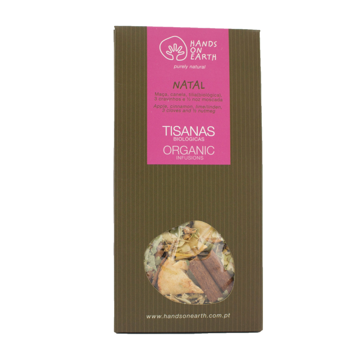 Tisana de Natal Biológica Hands on Earth em caixa, infusão sem cafeína com tília, frutos e especiarias