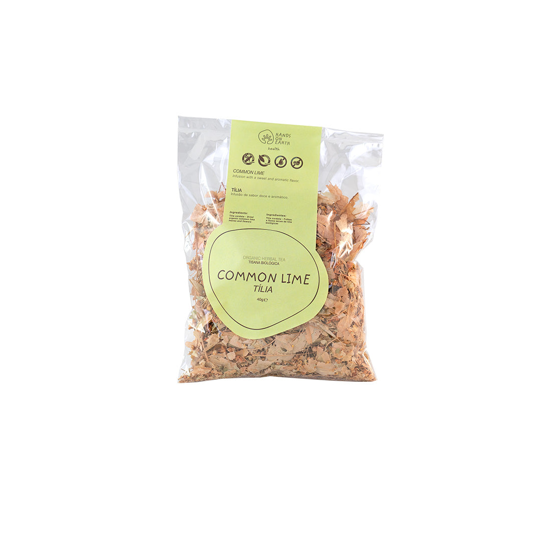 Tisana de Tília Biológica Hands on Earth em saco, infusão sem cafeína de Tilia cordata
